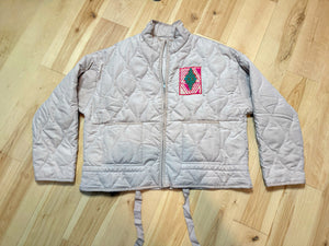 Quilted Oatmeal Phish Kantha Quilt Jacket - ONE Size M/L left!