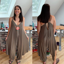 Load image into Gallery viewer, Give Phish and Peace a Chance Olive and Floral Harem Jumpsuit - Size S, M and L (oversized fit!)