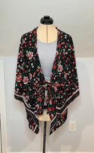 Load image into Gallery viewer, Blossoms Blooming Tie Front Black Grateful Dead Kimono -One Size Fits Most (Only 2 left!)