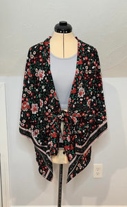 Blossoms Blooming Tie Front Black Grateful Dead Kimono -One Size Fits Most (Only 2 left!)