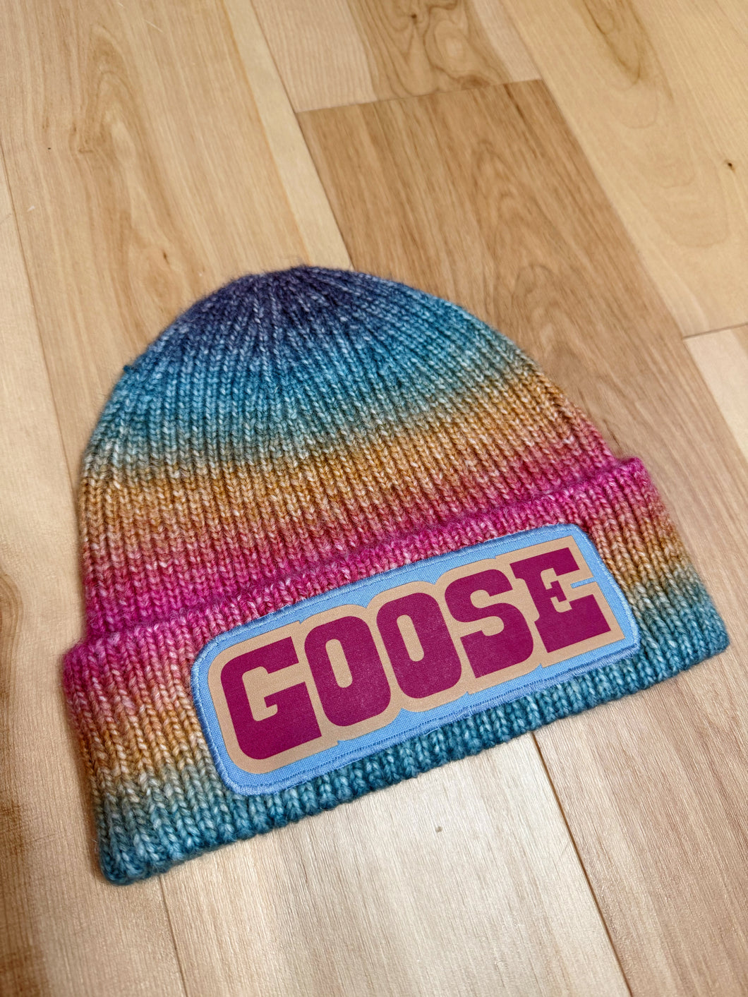 Rainbow Wool Goose Beanie - One size