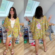 Load image into Gallery viewer, Golden Floral Mikey Widespread Panic Tie Front Kimono/Wrap - One Size Fits Most (One left!)
