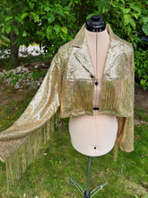 Load image into Gallery viewer, Party Time Gold Sequin and Fringe Phish Moto Jacket - Size S, M or L