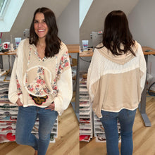 Load image into Gallery viewer, Peace is DEAD Floral Almond Patchy Ribbed Grateful Hoodie - ONE Size S/M left!