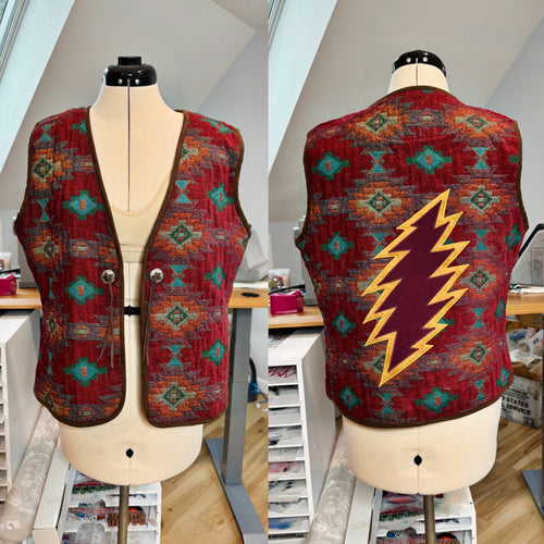 Vintage Grateful Aztec Western Tour Vest - Fits a Ladies Size S/M through M/L
