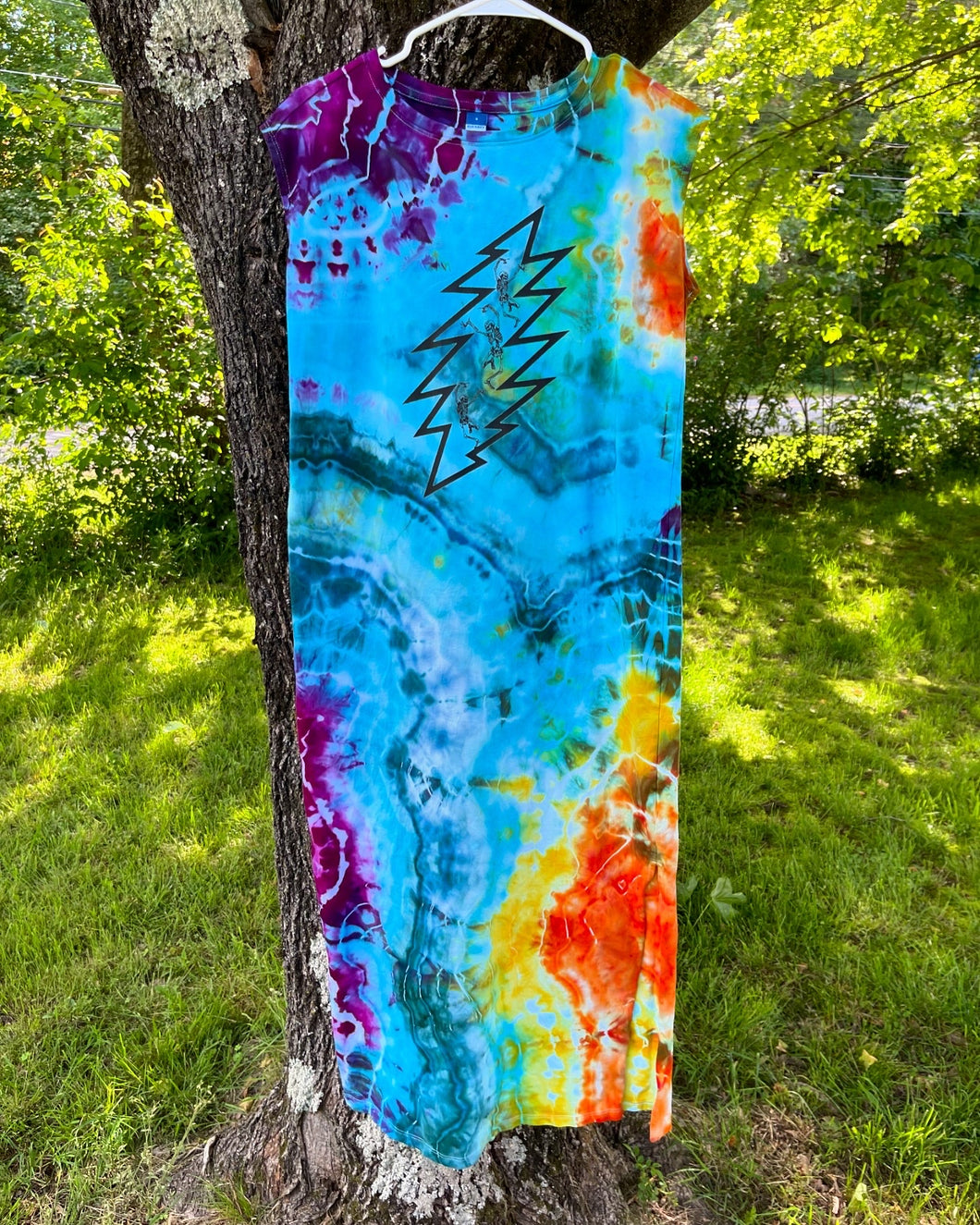 Grateful Dancing Skeletons Tie Dye Maxi Dress - Size Small