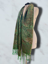 Load image into Gallery viewer, Sparkly Green STS9 Paisley Pashmina