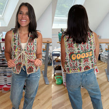 Load image into Gallery viewer, Goose Floral Festival Tie Front Vest - One left, fits a medium or large!