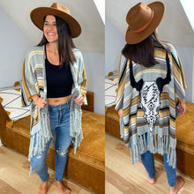 Load image into Gallery viewer, Steal Your Western Skull Fringy Grateful Ruana- One size fits all