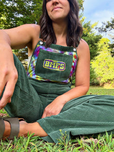Olive Corduroy Hand Dyed BMFS Fall Tour Overalls - One Size Small left!