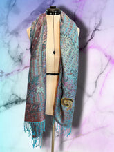 Load image into Gallery viewer, Sparkly Deep Teal and Magenta STS9 Paisley Pashmina