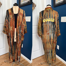 Load image into Gallery viewer, Goose Gold Tie Dye Silk Kimono - Size Sm&gt;L/XL