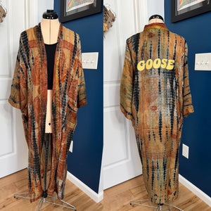 Goose Gold Tie Dye Silk Kimono - Size Sm>L/XL