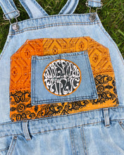 Load image into Gallery viewer, Funky Widespread Panic Paisley and Aztec Kantha Distressed Denim Overalls - Size Large!