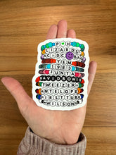 Load image into Gallery viewer, Phish Kandi Rave / Swiftie Style Friendship Bracelet STICKER - 3” x 3.96” (ONE left!)