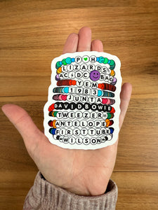Phish Kandi Rave / Swiftie Style Friendship Bracelet STICKER - 3” x 3.96” (ONE left!)