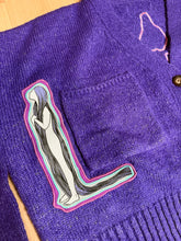 Load image into Gallery viewer, Billy Strings Long Haired Ladies Purple Oversized Cropped Cardigan - Size S/M, M/L, L/XL