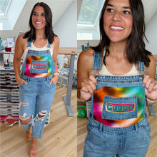 Load image into Gallery viewer, Goose Tie Dye Distressed Denim Goose Overalls - ONE Size Medium!