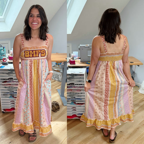 Billy MF Strings Golden Patchy Dress - Size Medium left!