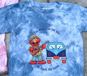 Elmo on Tour Wheels on the Bus Tie Dye Toddler Tee - Size 2T, 3T, 4T and 5/6
