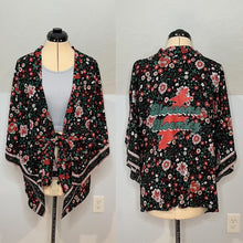 Load image into Gallery viewer, Blossoms Blooming Tie Front Black Grateful Dead Kimono -One Size Fits Most (Only 2 left!)