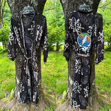 Load image into Gallery viewer, Grateful Rainbow Stripe Stealie Tie Dye Silk Kimono - Size Sm>L/XL