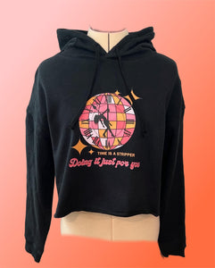 Time is a Stripper Cats Down Under Jerry Garcia Cropped Hoodie