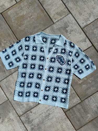 Blue Indian Crochet Widespread Panic Shirt -  ONE Men’s Size Medium and Large!