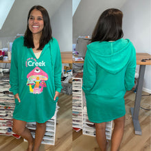 Load image into Gallery viewer, Meet Me at The Creek Hooded Billy Strings Sweatshirt Dress - Size Small left (runs big!)