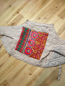 Quilted Oatmeal Phish Kantha Quilt Jacket - ONE Size M/L left!