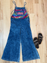 Load image into Gallery viewer, Billy Strings BMFS Tie Dye Lightweight Denim Bellbottom Overalls - Size Large left!