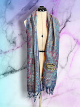 Load image into Gallery viewer, Sparkly Blue and Deep Magenta STS9 Paisley Pashmina
