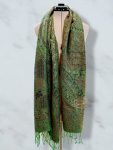 Load image into Gallery viewer, Sparkly Green STS9 Paisley Pashmina