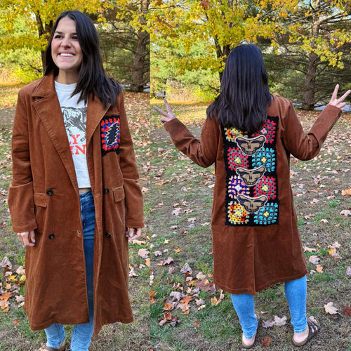 Grateful Granny Square and Corduroy Fall Jacket - One Size M/L Left!