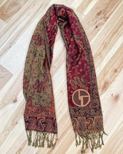 Load image into Gallery viewer, Disco Biscuits Burgundy, Dark Teal, or Purple and Paisley Pashminas