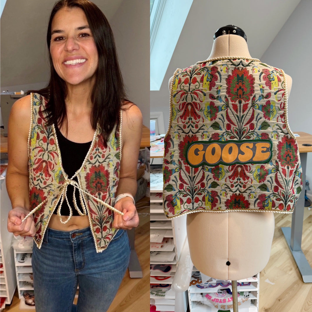 Goose Floral Festival Tie Front Vest - One Size Large left!