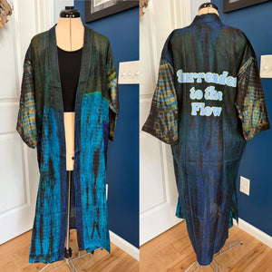 Surrender To The Flow Tie Dye Silk Phish Kimono - Size Sm>L/XL