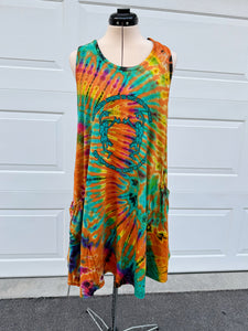 Phish and Grateful Dead Inspired “Her Life Was Saved By Rock n Roll” Orange Tie Dye Tank Dress - One Size Fits Most