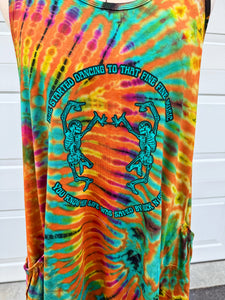 Phish and Grateful Dead Inspired “Her Life Was Saved By Rock n Roll” Orange Tie Dye Tank Dress - One Size Fits Most