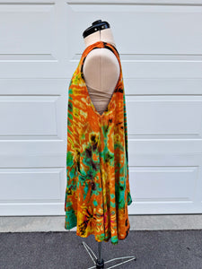 Phish and Grateful Dead Inspired “Her Life Was Saved By Rock n Roll” Orange Tie Dye Tank Dress - One Size Fits Most