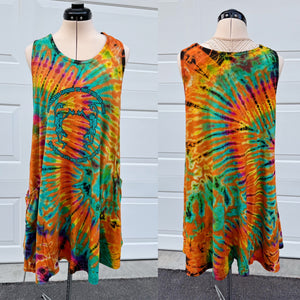Phish and Grateful Dead Inspired “Her Life Was Saved By Rock n Roll” Orange Tie Dye Tank Dress - One Size Fits Most