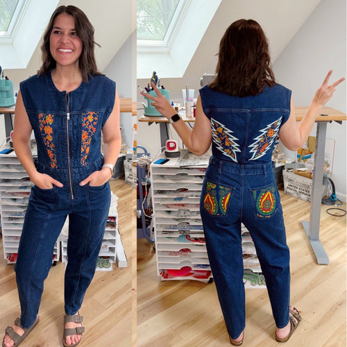 Grateful Althea Denim Tapestry Jumpsuit - One Size S/M (6) and Large(12) left!