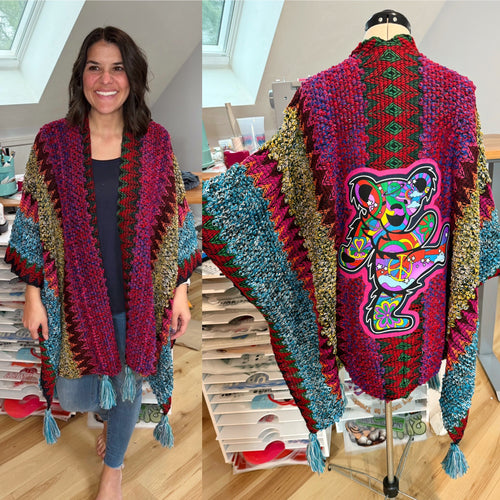 Grateful Dancing Bear Magenta Crochet Kimono/Ruana - One Size Fits All (ONE Made!)