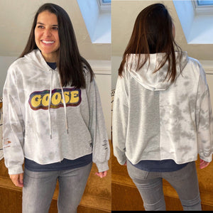 Plus Size Tie Dye Distressed Goose Hoodies - ONE Size XXL left!