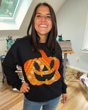 Load image into Gallery viewer, Grateful Kantha Quilt Pumpkin Crewneck Sweatshirt - ONE more can be made! size Small&gt; 2XL