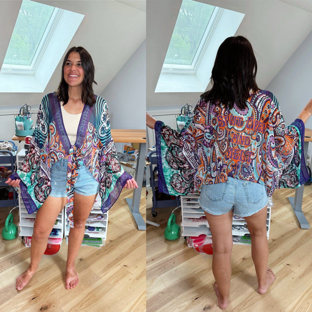 Split Open and Melt Funky Phish Paisley Tie Front Summer Boho Wrap - One size fits ALL (One left!)