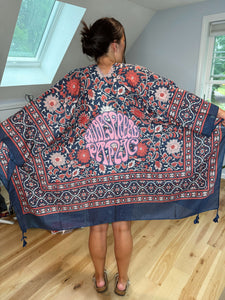 Blue Indian Floral Widespread Panic Tapestry Tassel Kimono - One Size fits All! (Last One!)